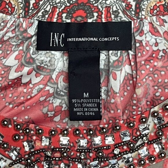 INC International Concepts Medium Embellished Sparkly Beaded Tank Paisley Y2K - Picture 7 of 8